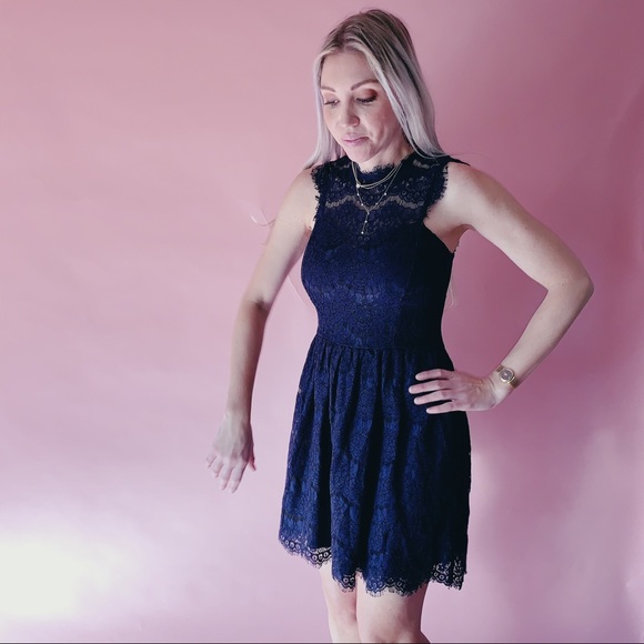 ✨SALE✨Navy Blue Lace Babydoll Dress - Picture 6 of 8